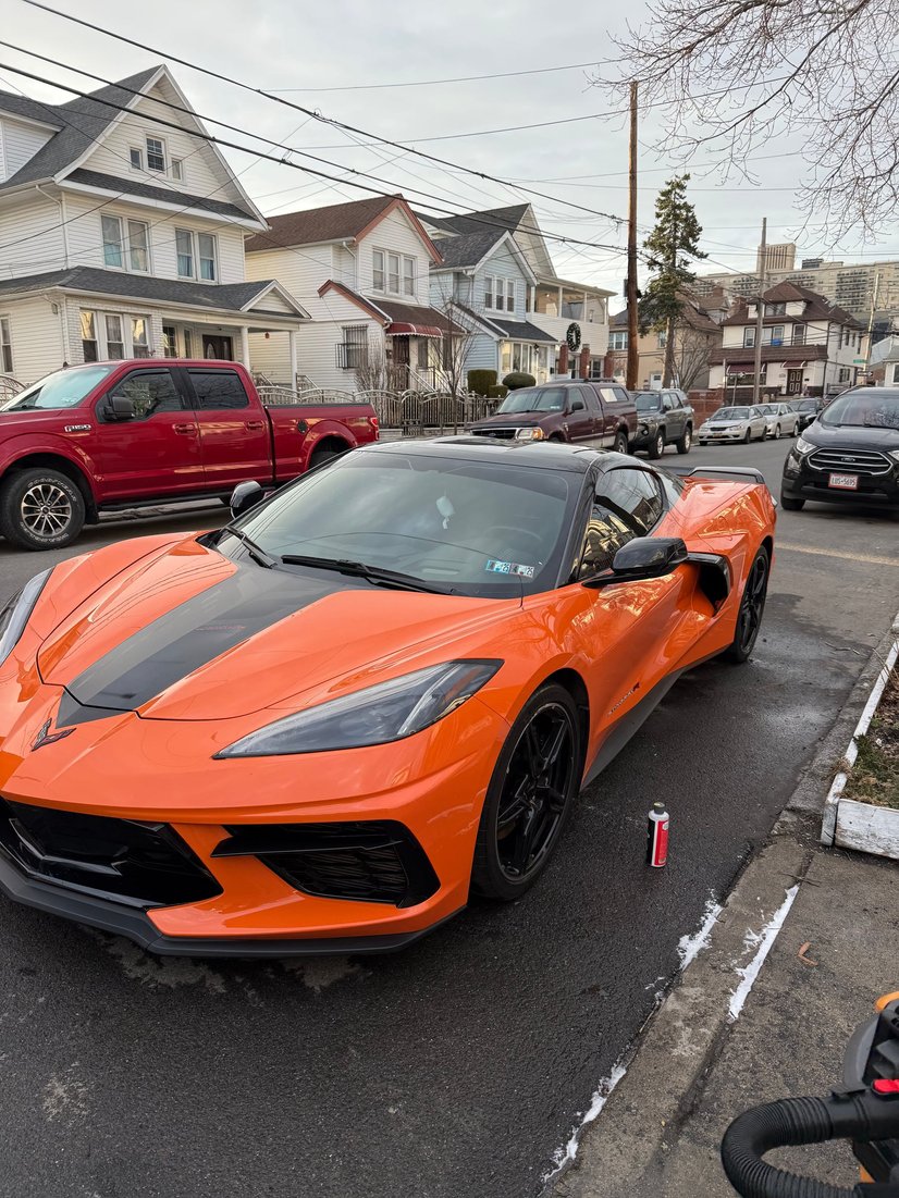 Orange Chevrolet Corvette C8 after detailing